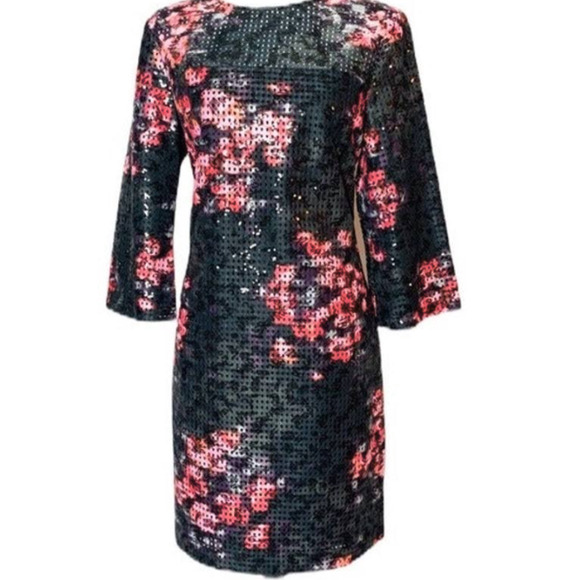 Trina Turk Women's Black Sequin Floral Cocktail Dress 2 NEW - Picture 5 of 8